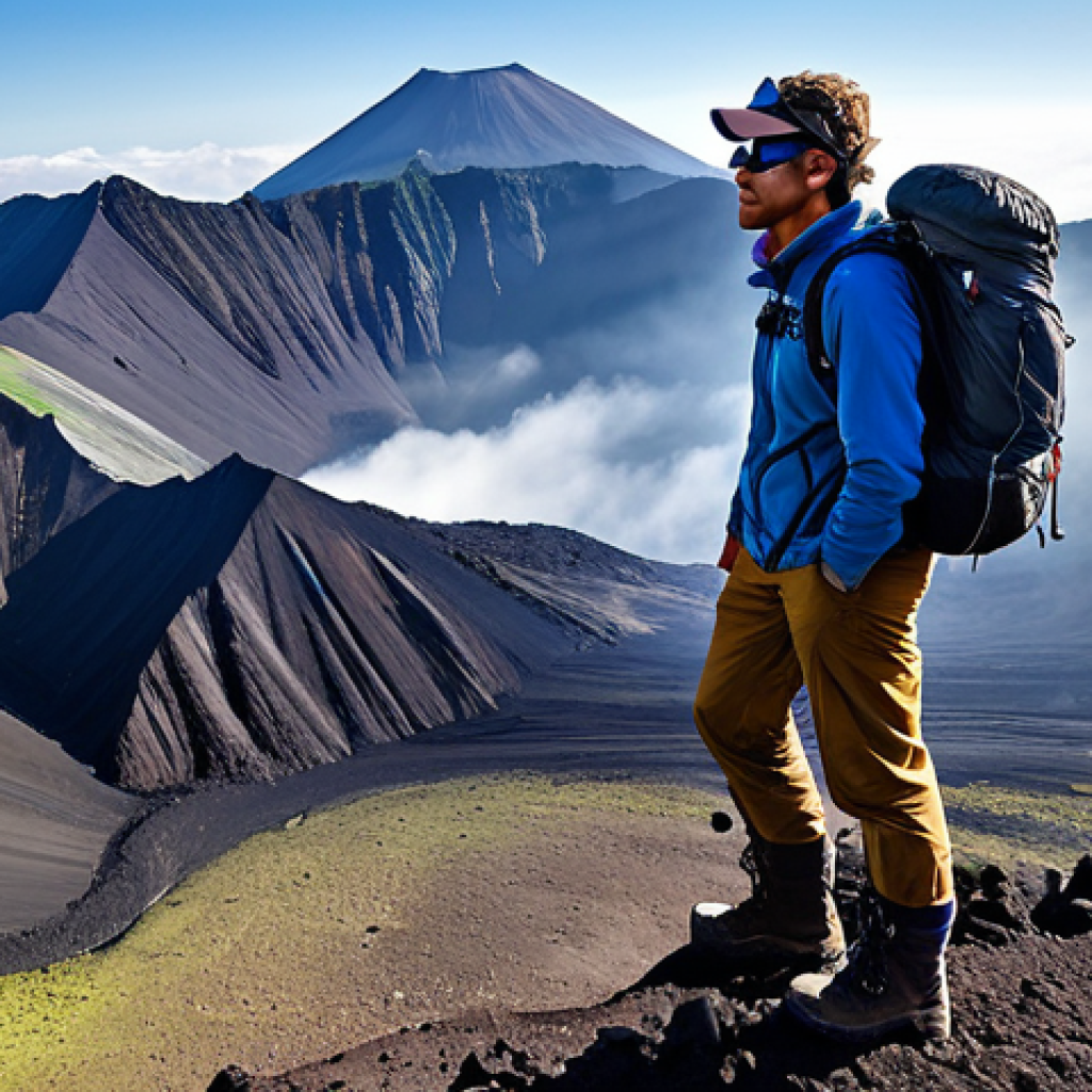 Climbing Karthala Volcano**
"A fully clothed hiker, appropriate attire, standing on the rim of the Karthala volcano crater, overlooking a misty landscape. The hiker is wearing sturdy hiking boots and carrying a backpack. The scene depicts a challenging but rewarding adventure. Perfect anatomy, correct proportions, natural pose, safe for work, appropriate content, fully clothed, professional photography, high quality."
**