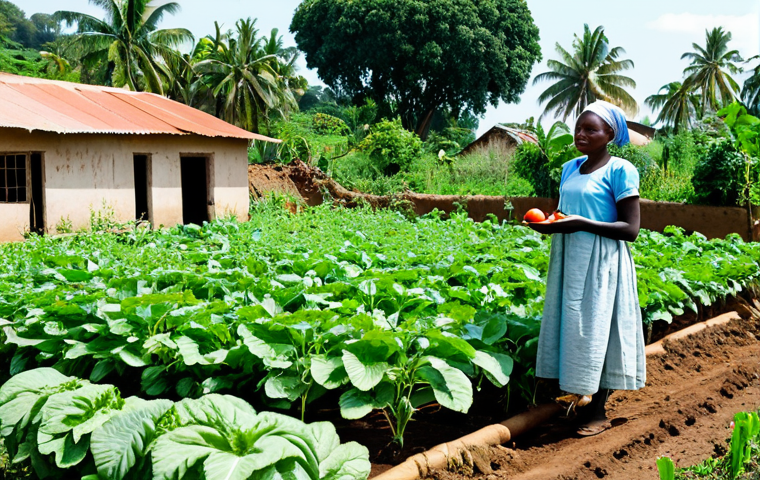 코모로 지역 NGO 활동 - Sustainable Agriculture Initiative**
"A Comorian woman in modest, practical clothing working in a l...