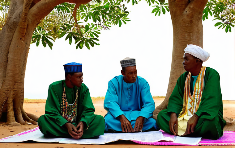 코모로 법률 시스템과 판례 - **Prompt:** A dignified Comorian judge presides over a courtroom, where elements of French, Islamic,...