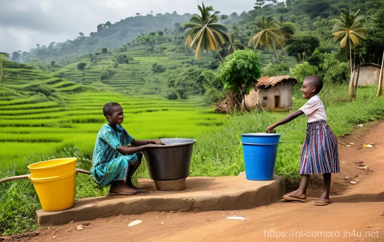 코모로 인프라 발전 현황 - **Prompt:** A group of empowered Comorian women are diligently working inside a clean, modern fish p...