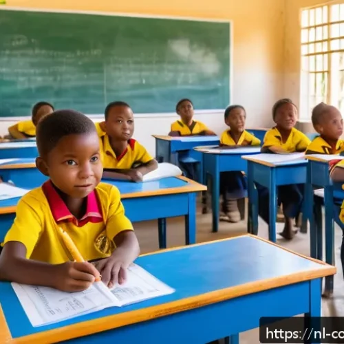 코모로 주요 교육기관 - A modern Comorian primary school classroom in Domoni, featuring bright natural light streaming throu...